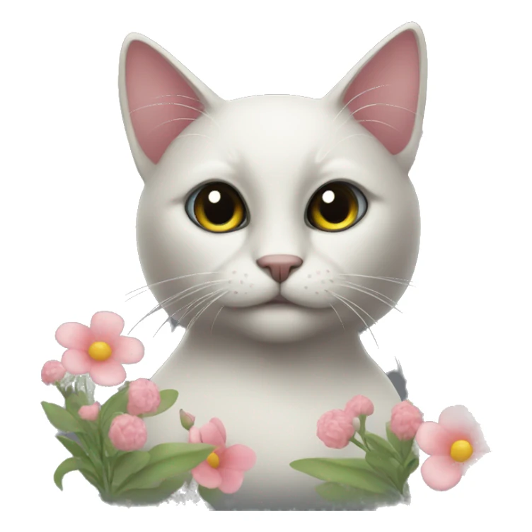 Black cat with flowers  sticker