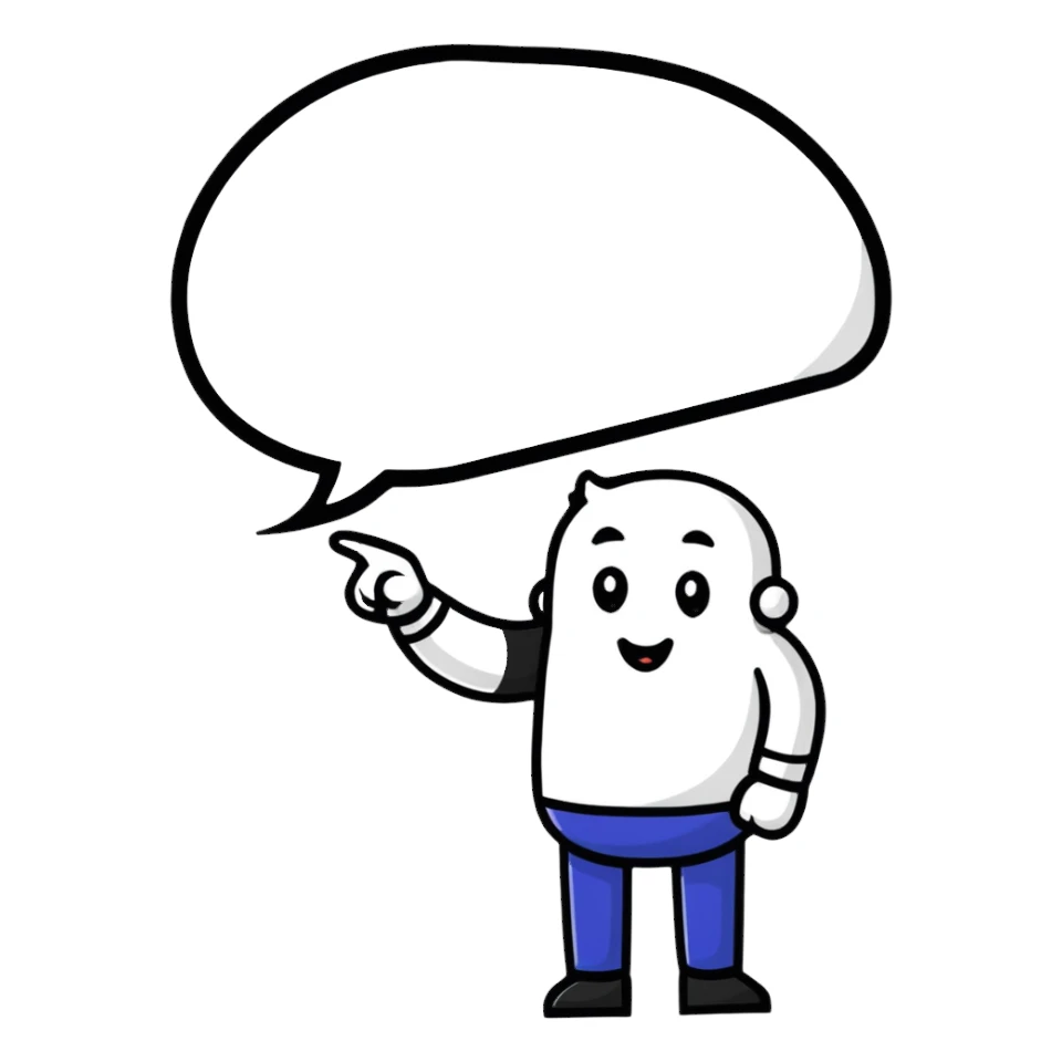friendly character pointing with YOU speech bubble sticker