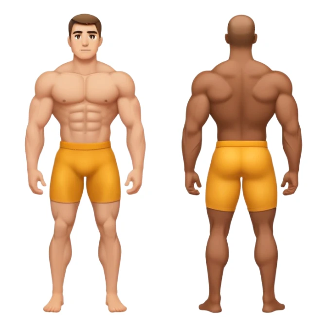 2 men connected waist to back sticker