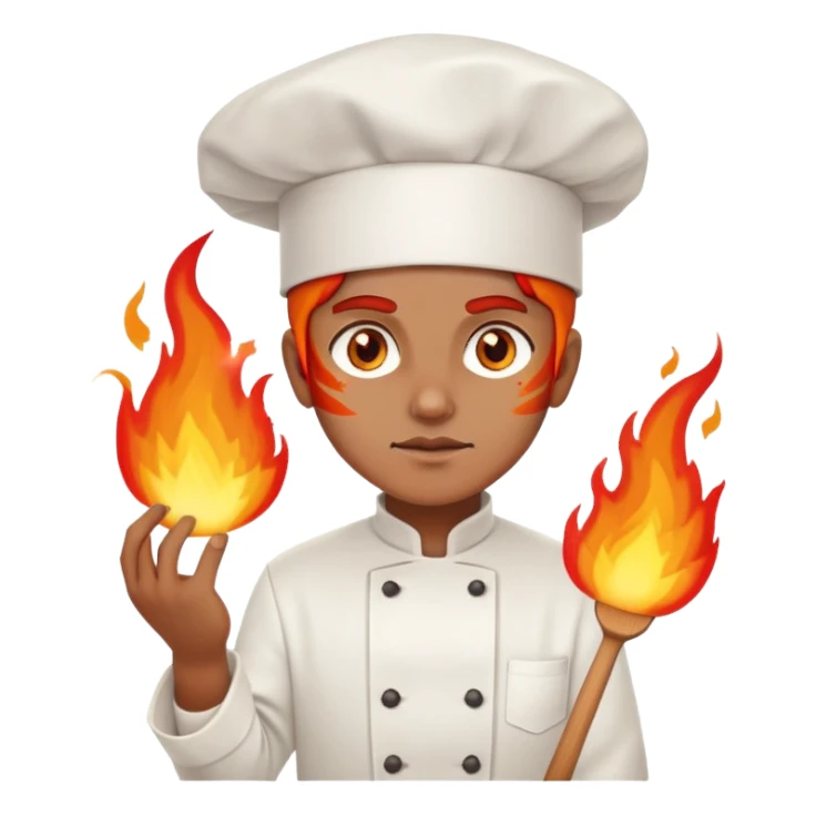 chef with blazing fire eyes, wearing chef hat sticker