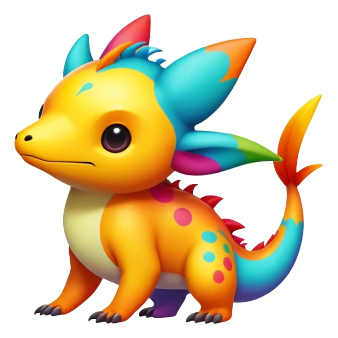 colorful vibrant Fakémon-creature with random markings sticker