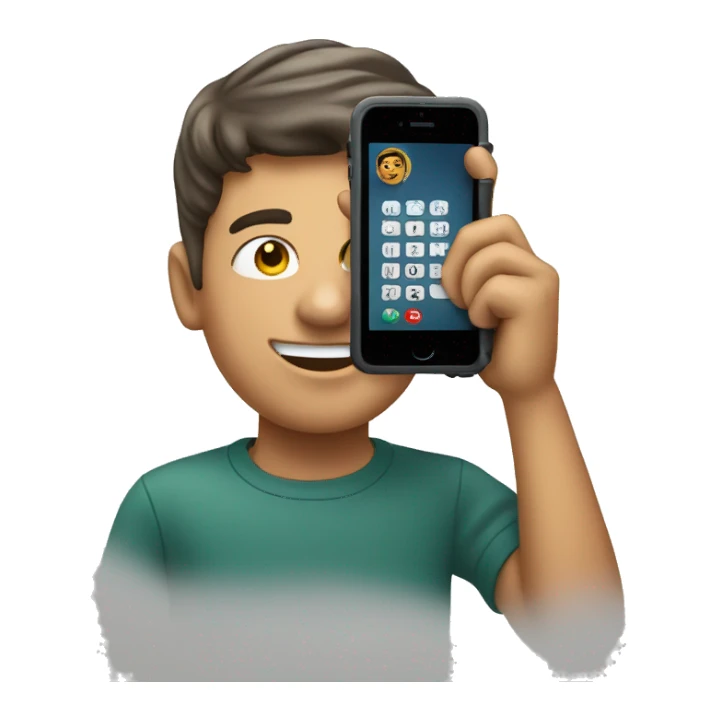 a telephone ios held by a young man sticker