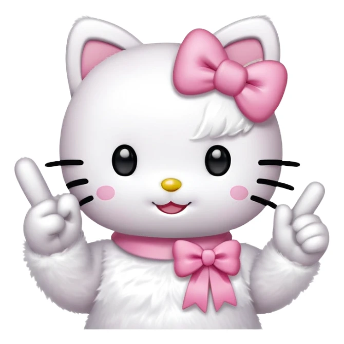 Hello kitty doing a peace sign sticker