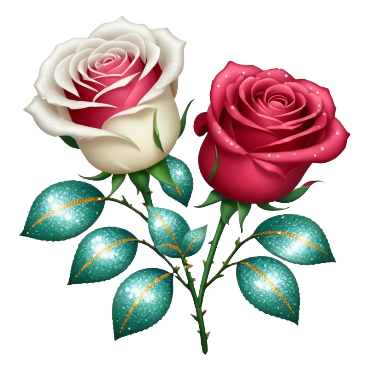 Glitter White Roses sticker