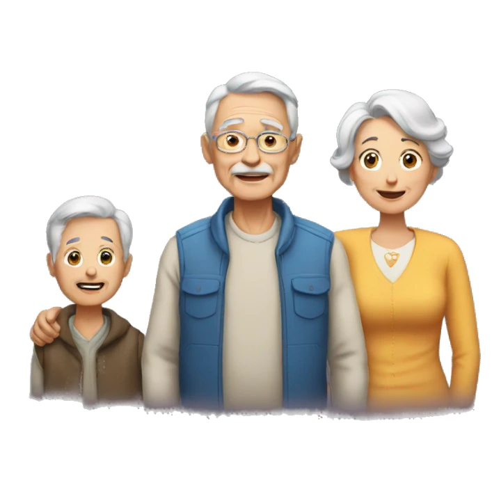 old couple and a son sticker
