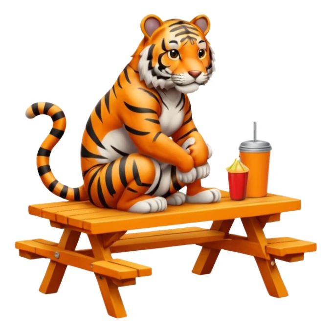 Tiger sitting on picnic table sticker