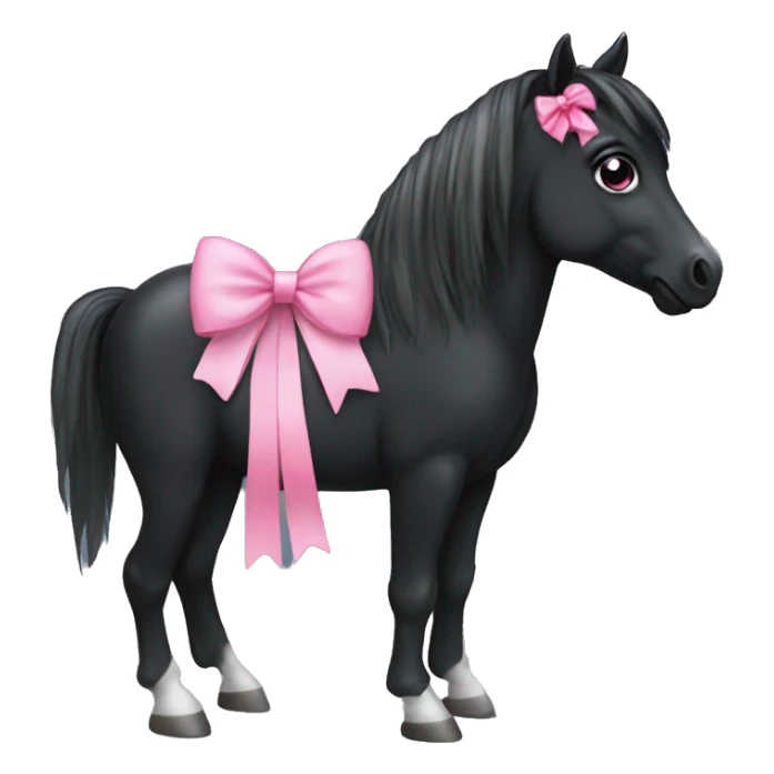Black horse With a pink bow sticker