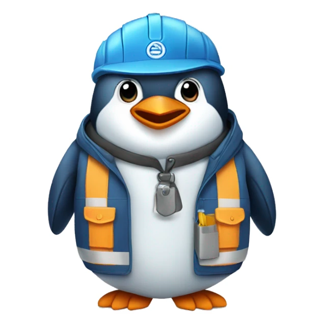 a blue penguin wearing workwears sticker