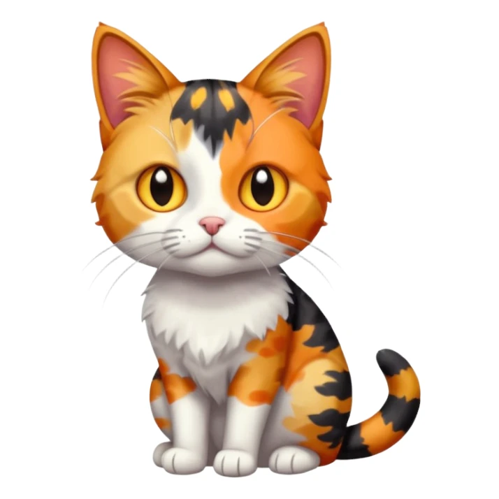 full body anxious looking colourful patchy calico tabby cat sticker