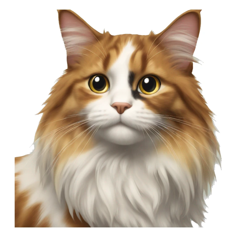 realistic long haired calico cat indoors scene  sticker