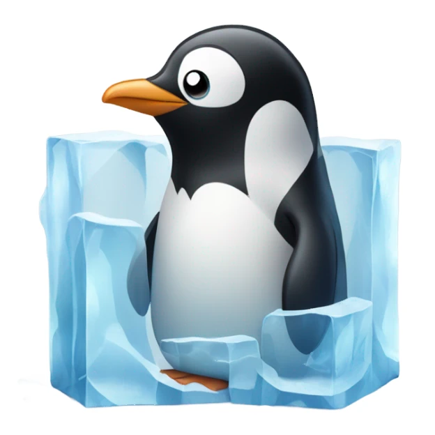 A chilly penguin stuck in an ice block sticker
