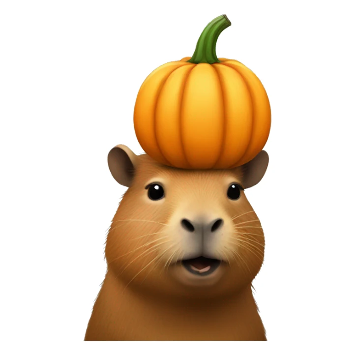 Capybara with pumpkin on head sticker