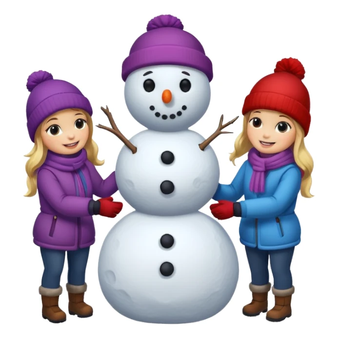 people making a snowman sticker