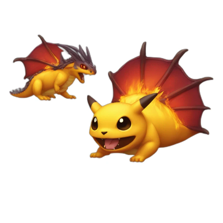 Dracaufeu et carapace et pockachu sticker