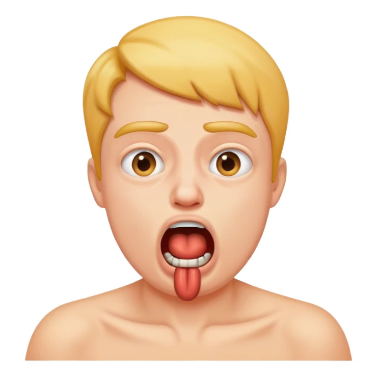 someone choking thereself out while making a funny face sticker