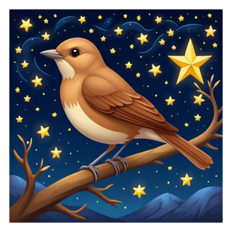 nightingale against starry night sky sticker
