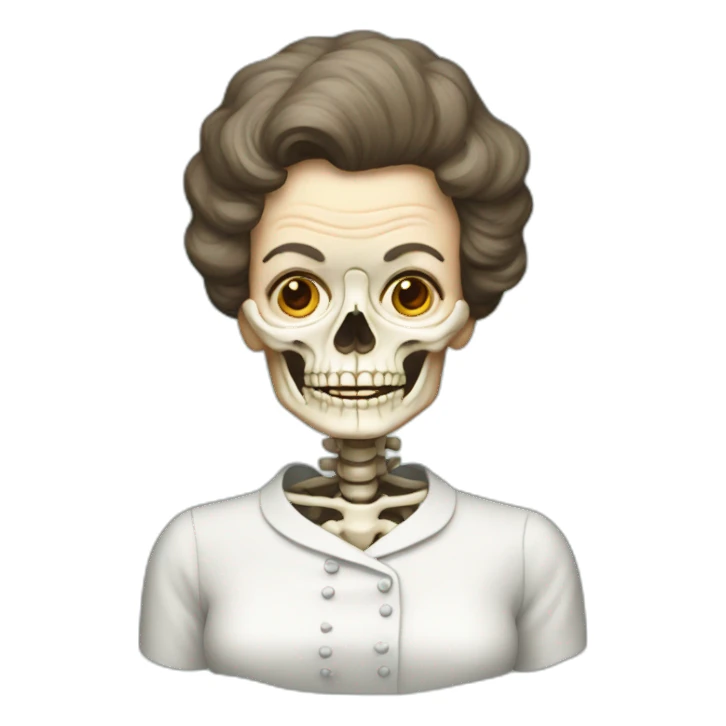 julia childs as a skeleton sticker
