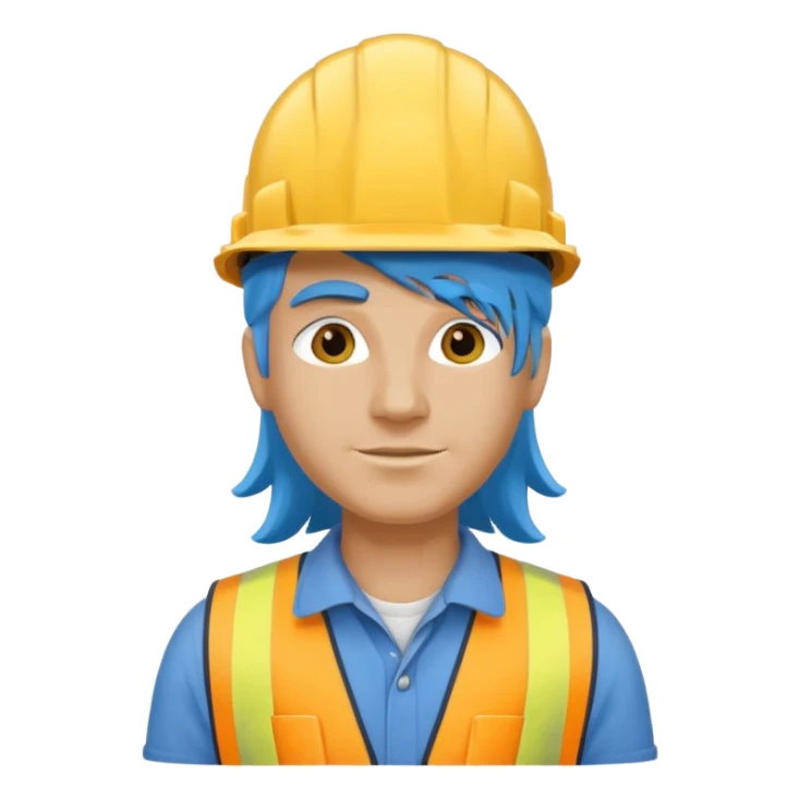construction worker with long blue hair sticker