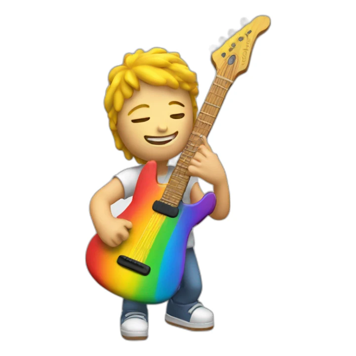 3d Person Playing a Rainbow Guitar sticker