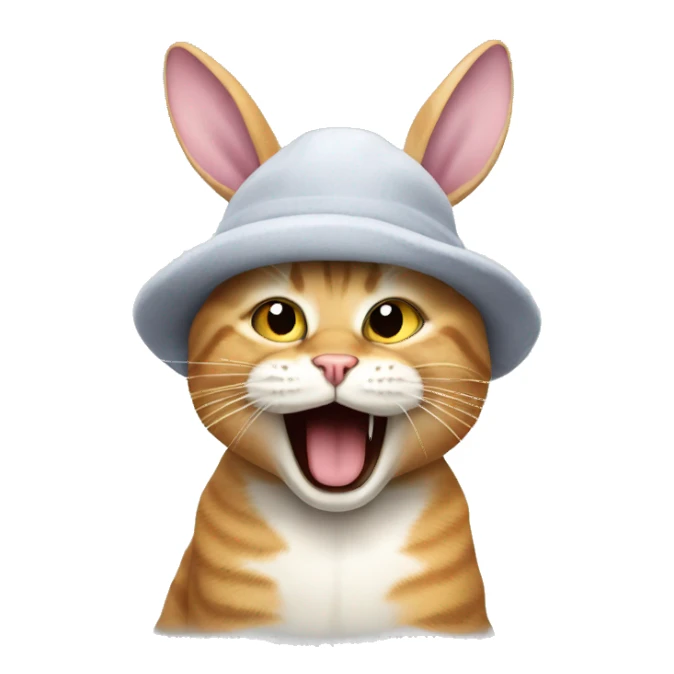 Cat with bunny hat, yawning sticker