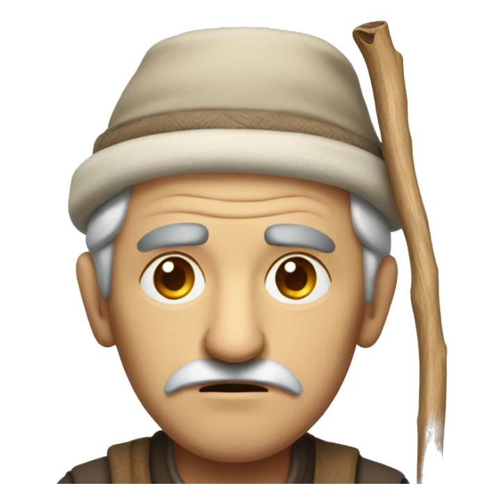 Sad old Turkish man with a stick sticker