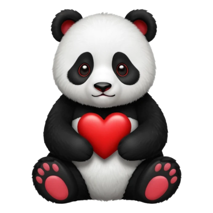 panda with  dark red heart  sticker