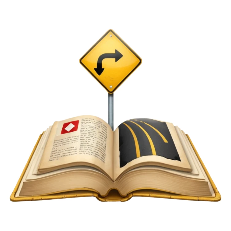 open book with a road sign inside sticker