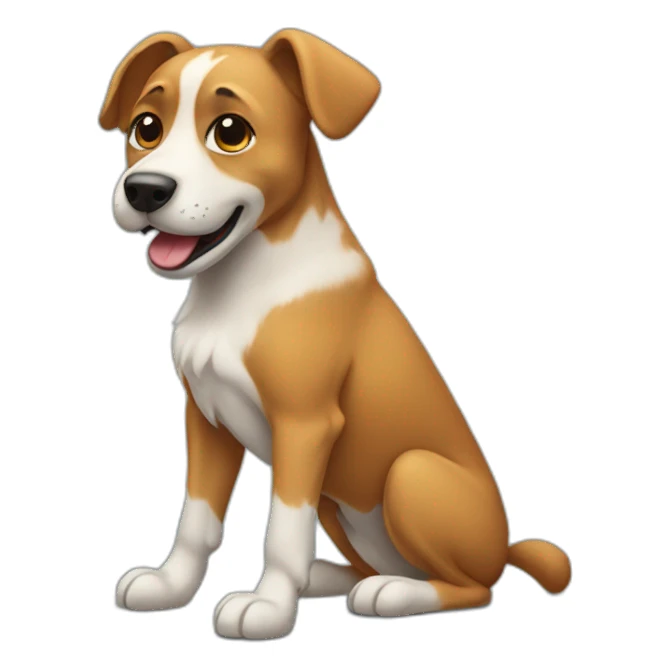 A dog with 2 legs sticker