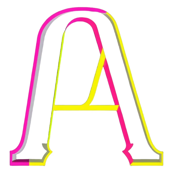 Capital letter A with neon glowing effect sticker