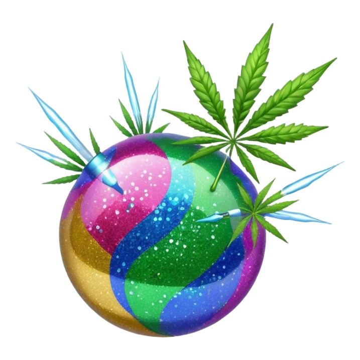 multicolor glitter bomb with weed sticker