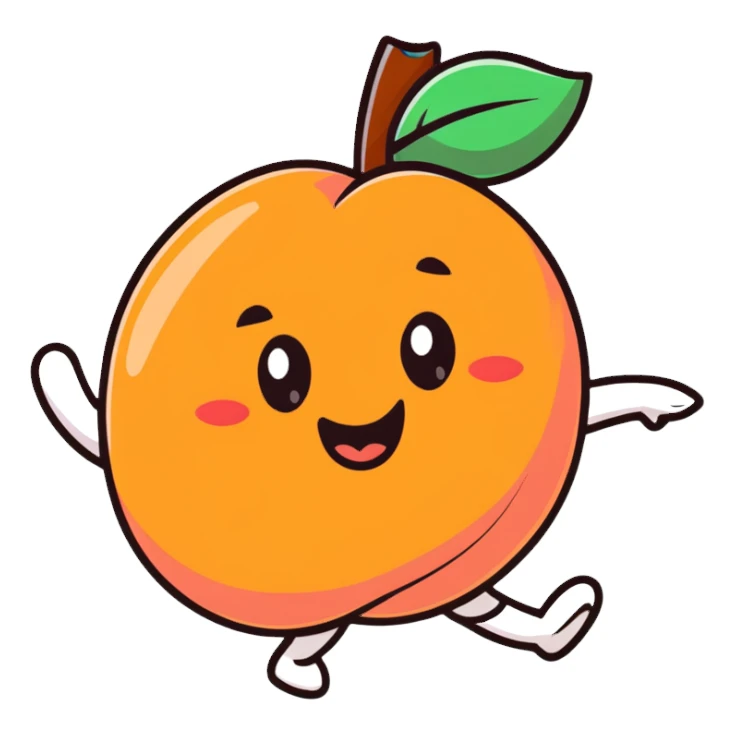 happy peach fruit character dancing sticker