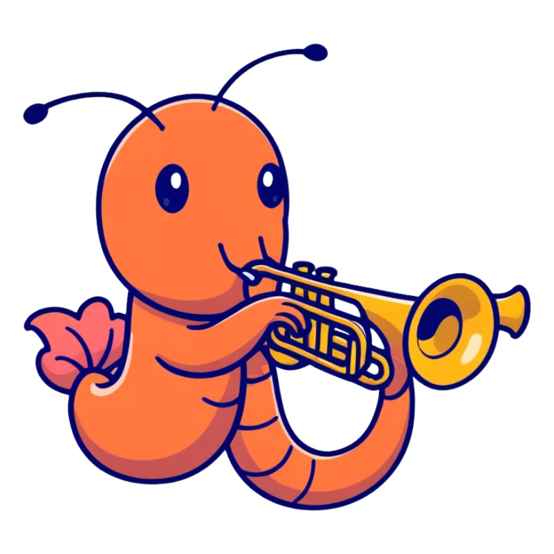 shrimp playing the trumpet sticker