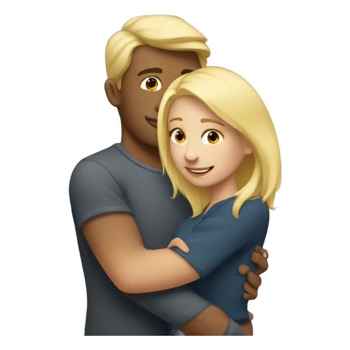 blonde girl hugs a guy sticker