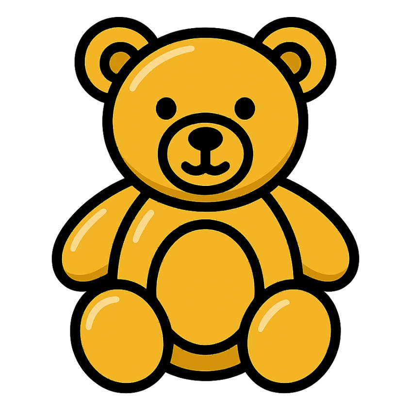 gold teddy bear, metallic, shiny icon sticker