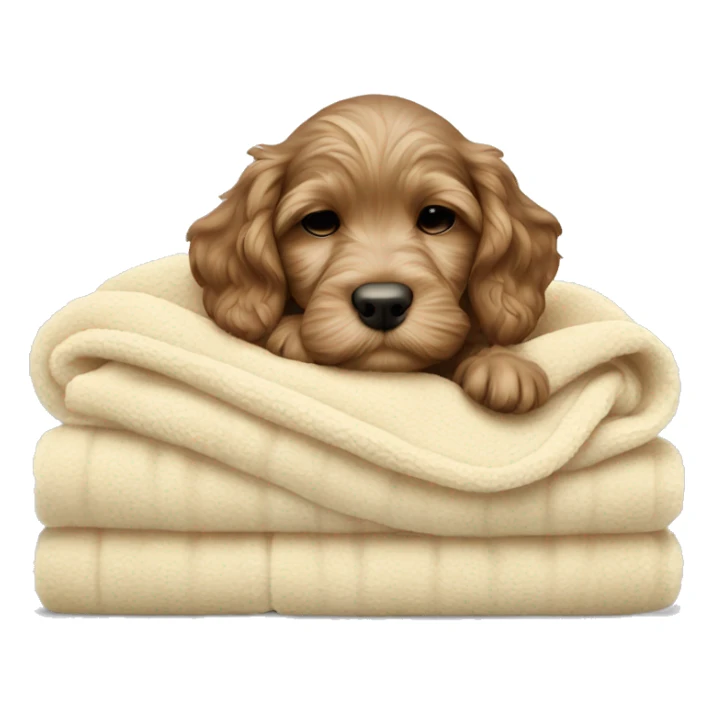 cockapoo puppy sleep in blanket sticker