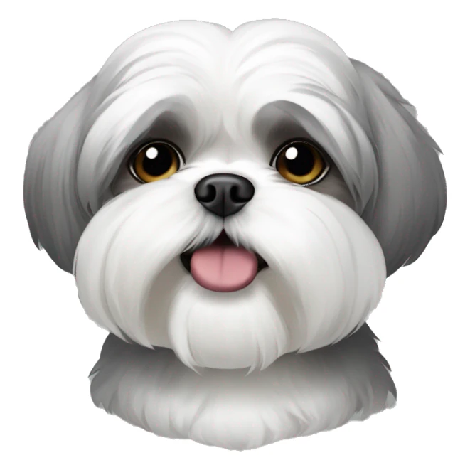 White and grey shih tzu with underbite sticker