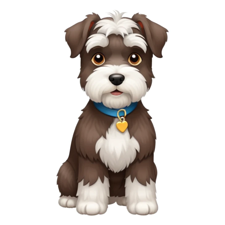 Fluffy Chocolate and white schnauzer standing sticker