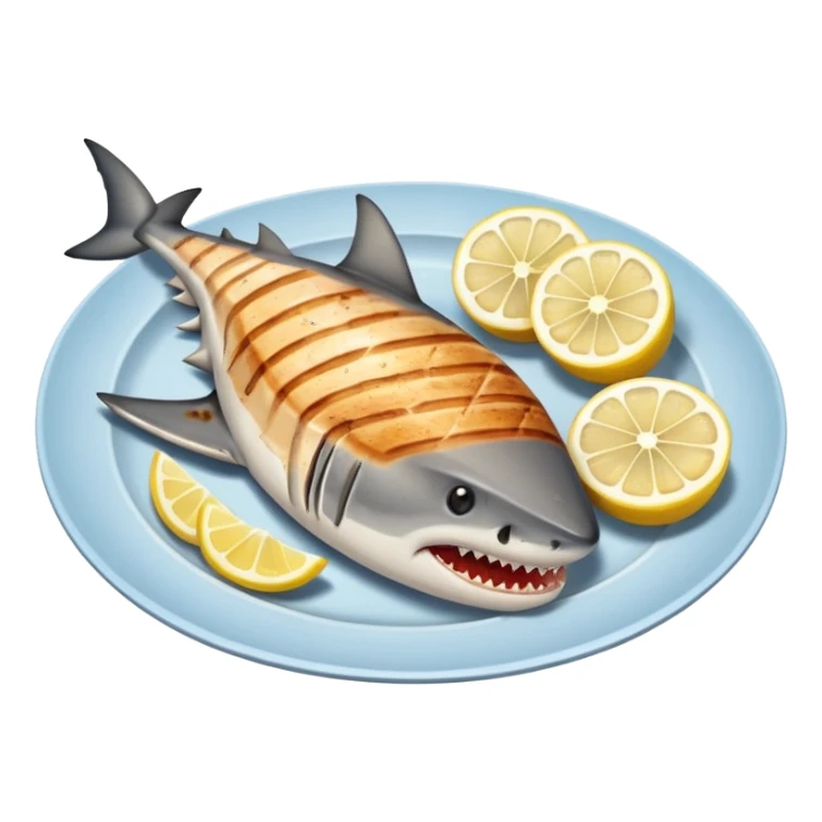cooked shark steak on a plate sticker