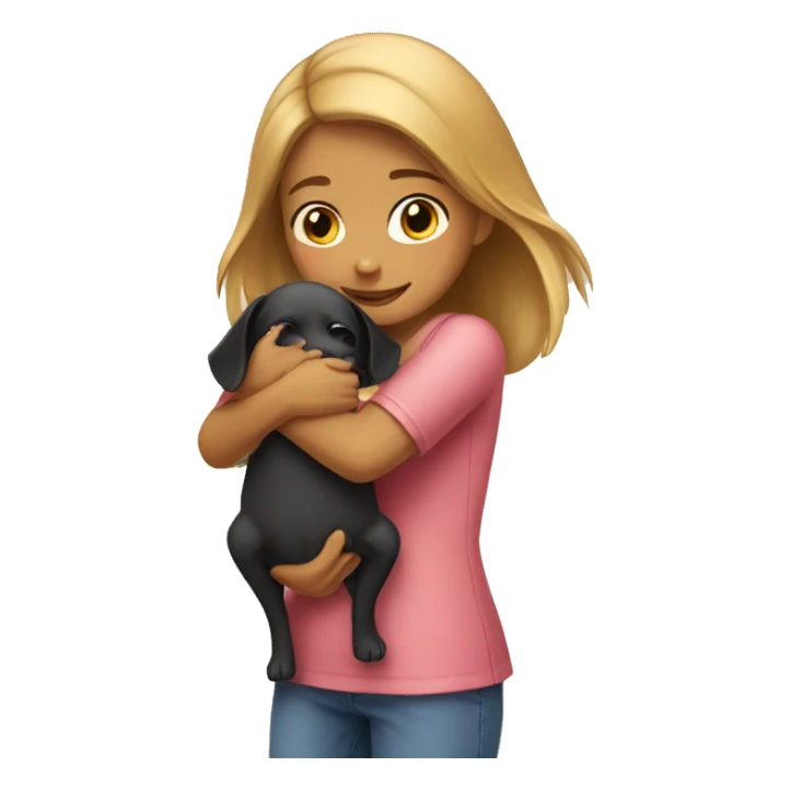 Girl hugging dog sticker