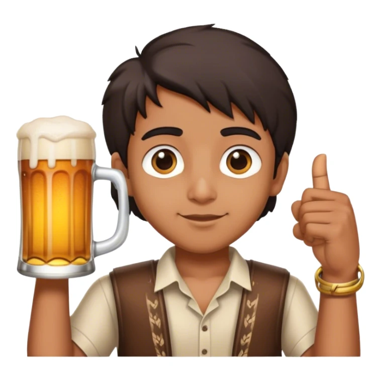indian boy holding a massive beer sticker