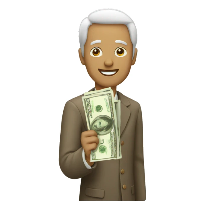 Man with money sticker