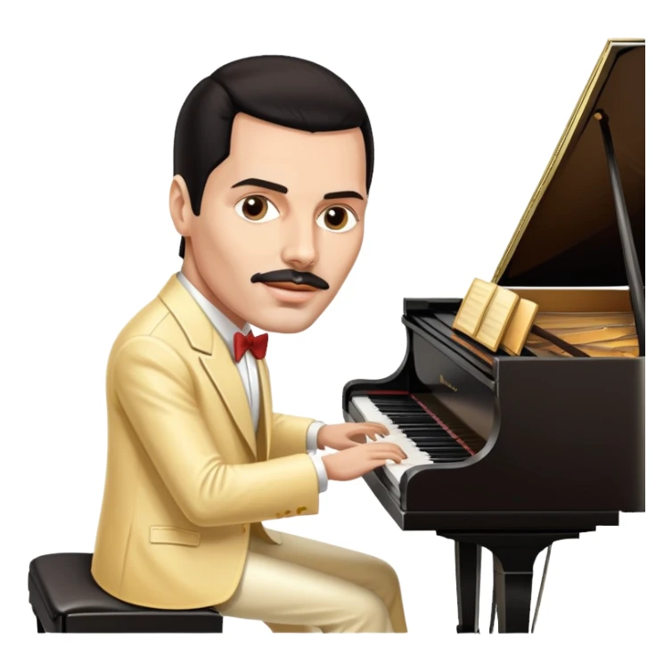 Freddie Mercury playing grand piano sticker