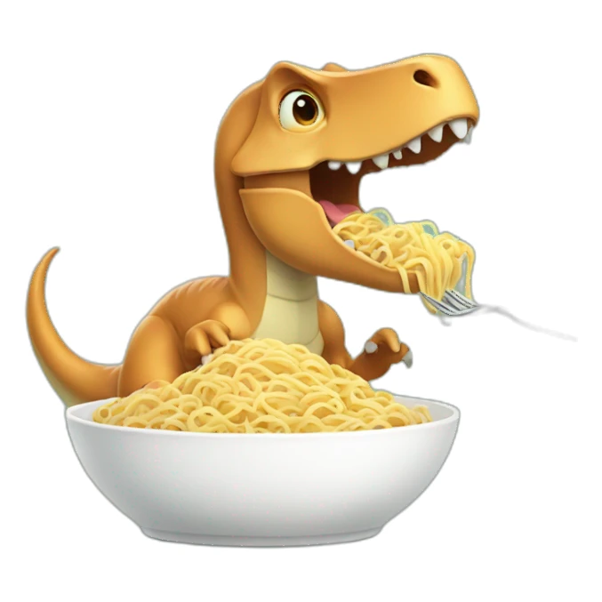 dinosaur eating noodles sticker