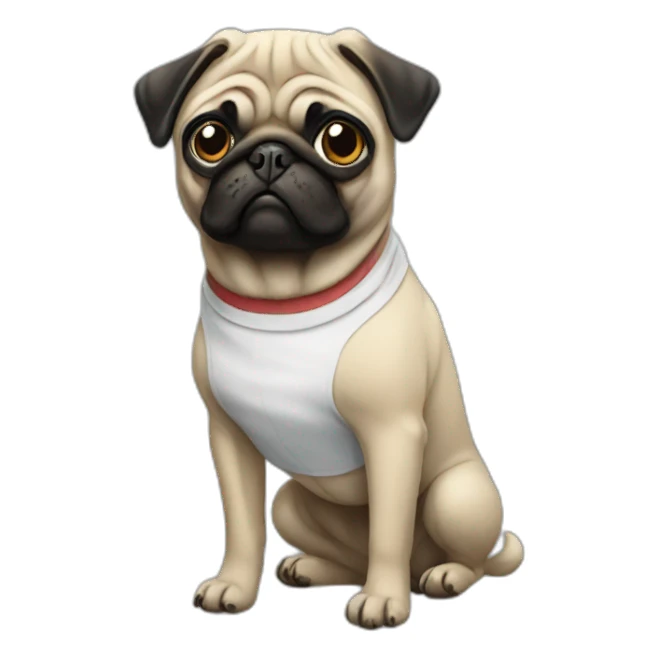 pug wearing a t-shirt sticker