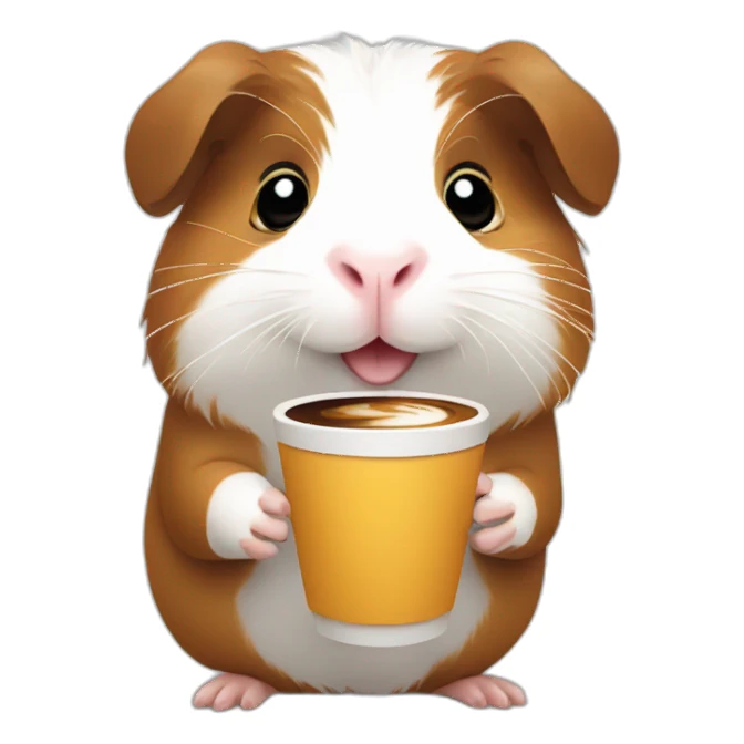 Guinea pig holding coffee sticker