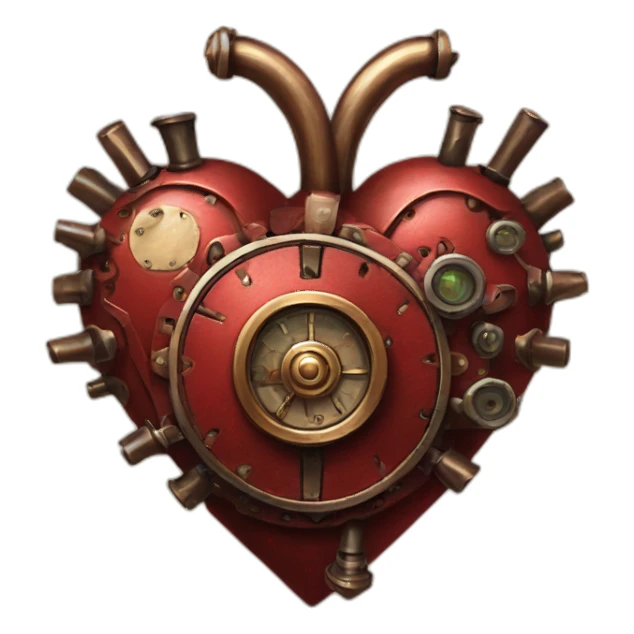 Red steampunk metal heart sticker