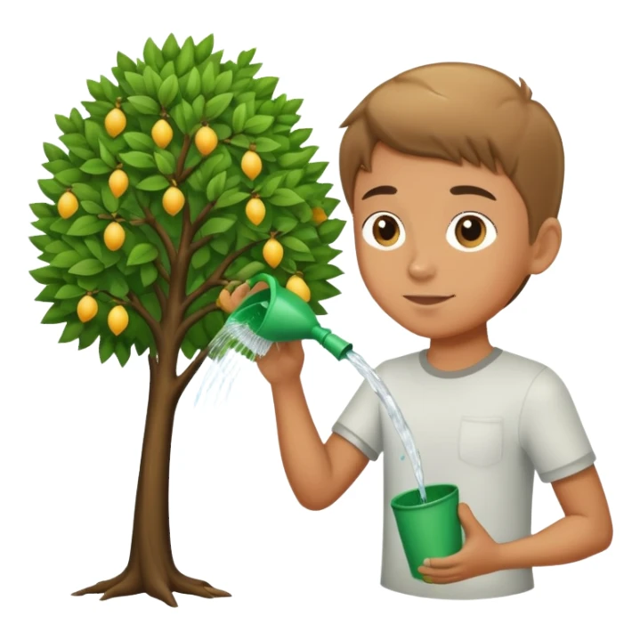 18 year old boy watering a tree sticker