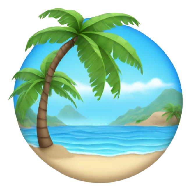 Blue water Beach with palm tree sticker