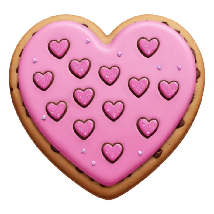 Heart cookie with pink chips with glitter sticker