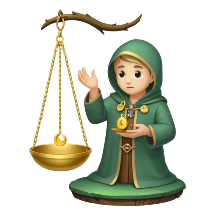forest alchemist weighing tiny moon on golden scale sticker
